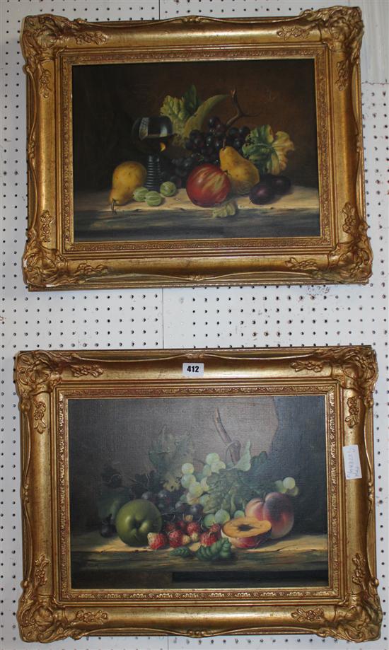 Pair gilt framed still life oils